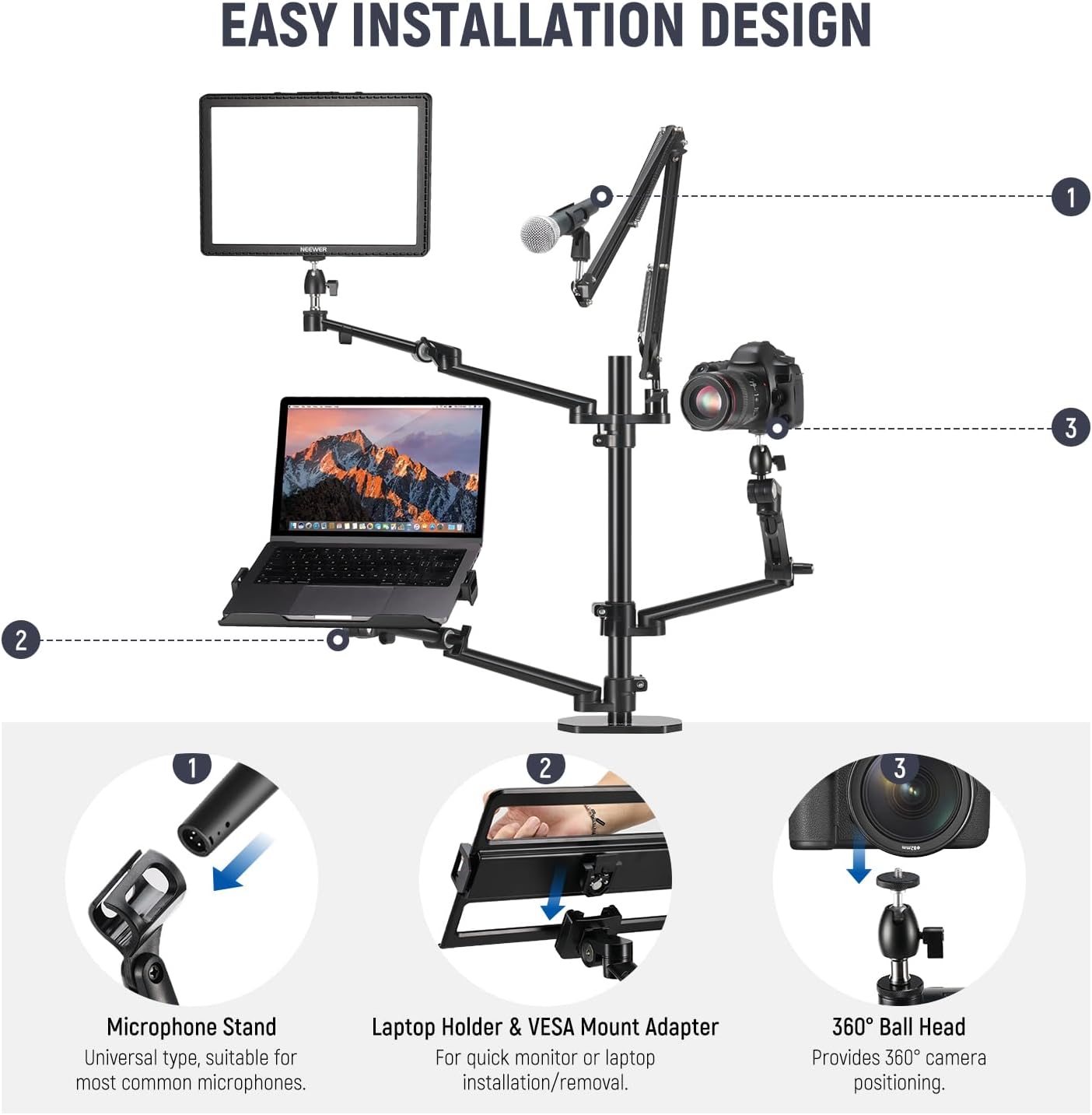 Uchwyt biurkowy do kamery z 4  – Photography Lighting Rig recenzja i cena